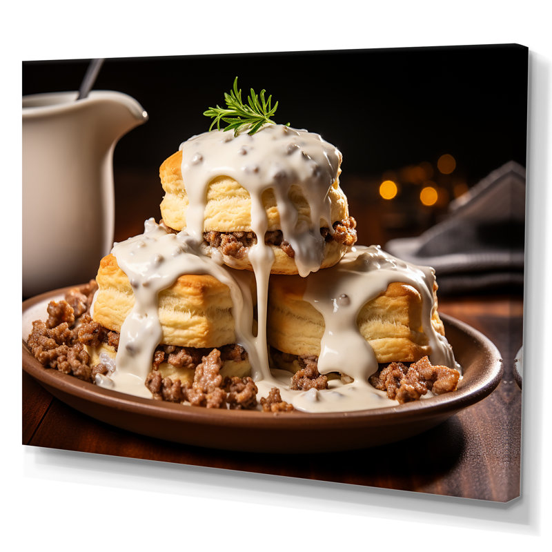 White Gourmet Gravy Desserts III - Desserts, art mural, Toile tendue, H 24 po x l 32 po x P 1 po