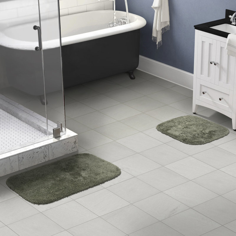 Ensemble de tapis de bain en nylon 2 pièces avec envers antidérapant Billy-Dean, Fougère intense