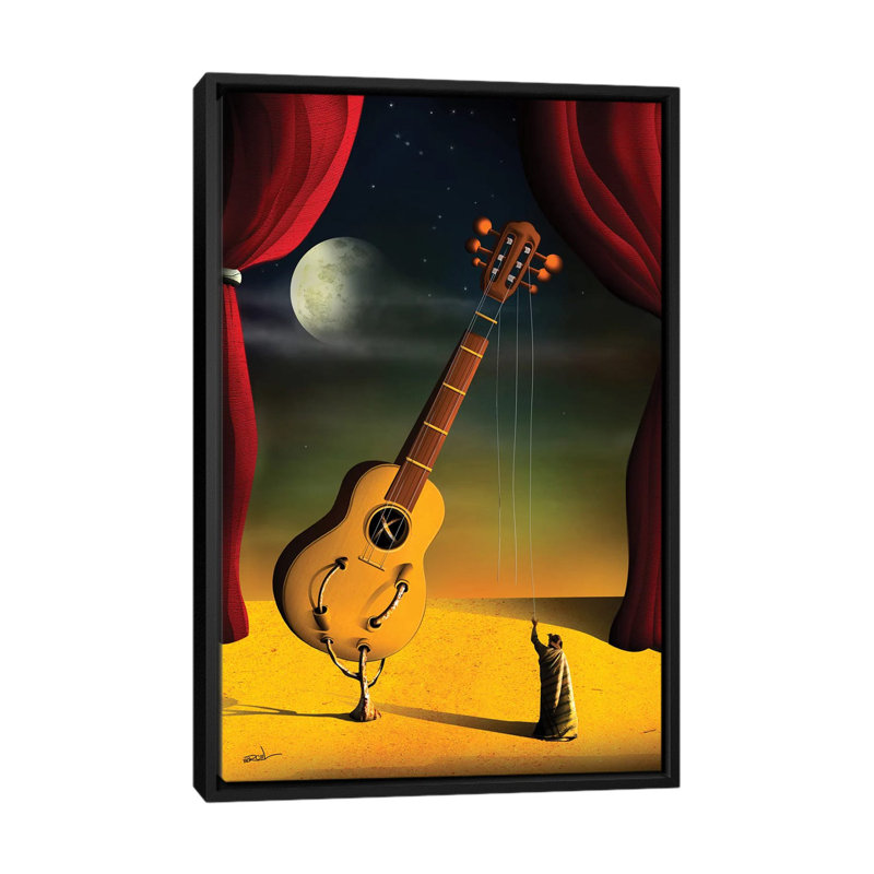 « violao guitare », impression sur toile, H 26 po x l 18 po x P 1,5 po, Toile avec cadre noir, Pas de tapis