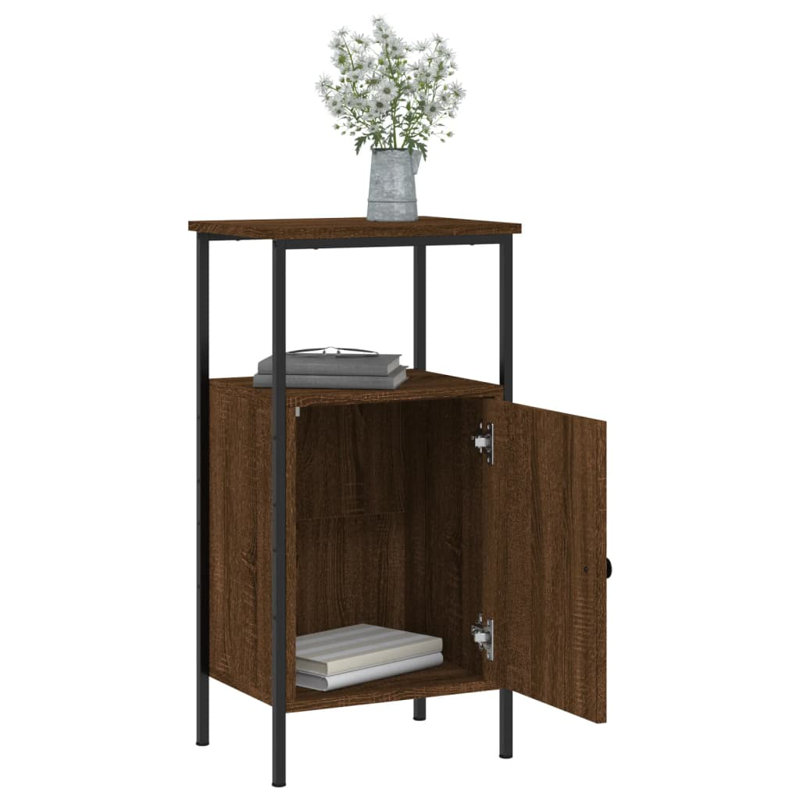 Hedger 41cm W Iron Bedside Table, Set of 2, Artisan Oak