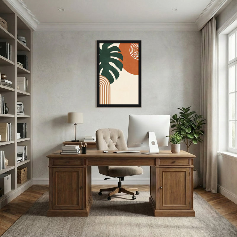 Motif géométrique abstrait de feuille tropicale abstraite, H 18 po x l 12 po