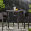Table de bar carrée de 81 cm (32 po) - Table de jardin en fer, aspect élégant, 104 cm (41 po) H x 83 cm (32,5 po) L x P, mobilier de jardin en fer teinté brun multicolore, palette de couleurs