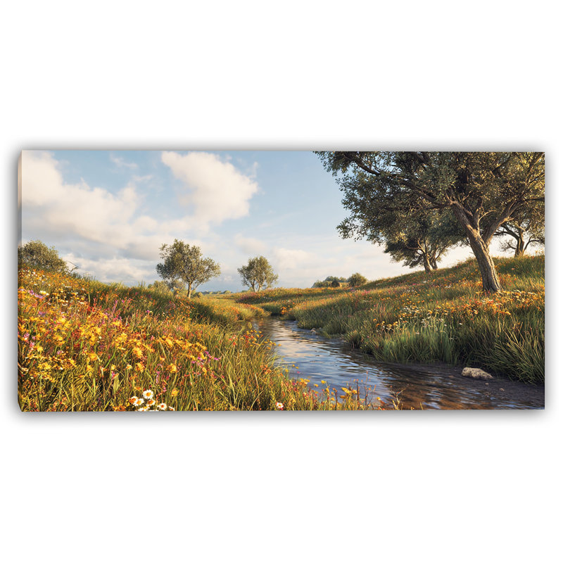 Art mural sur toile sauvage Wildflower Creek, H 24 po x l 48 po