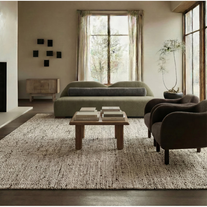 Tapis gris en laine fabriqué à la main Elya, Rectangle de 10 pi x 14 pi