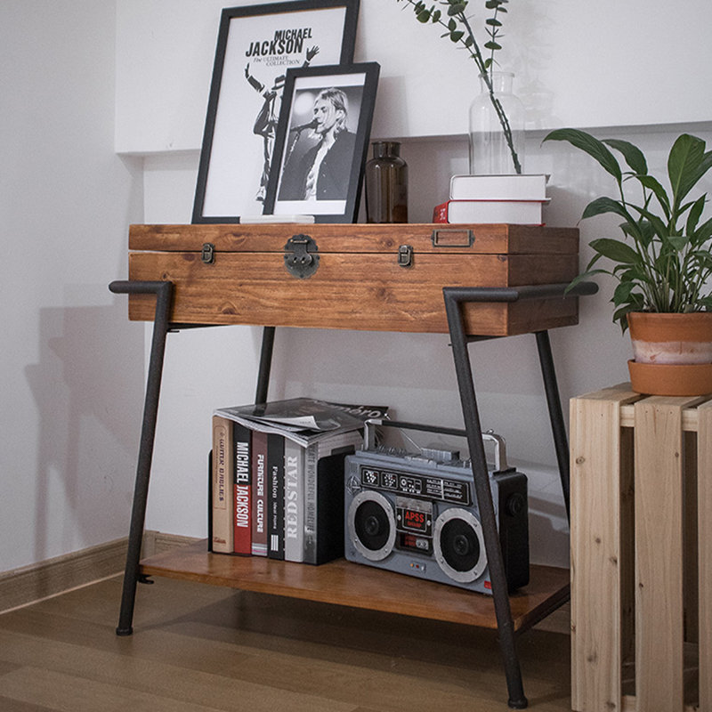 Console rectangulaire en bois massif brun