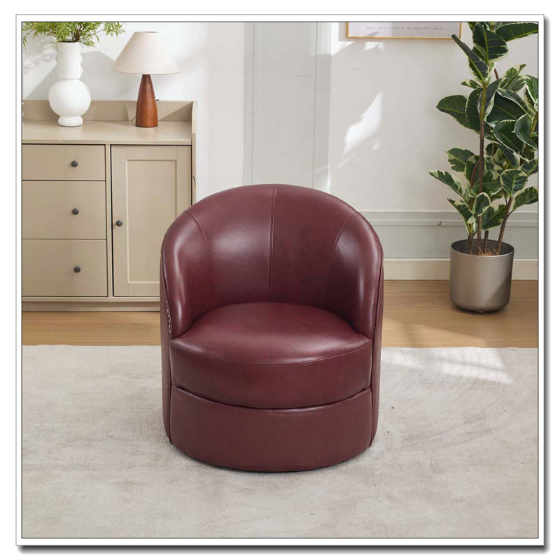 Fauteuil d'appoint pivotant en cuir, Noir rouge