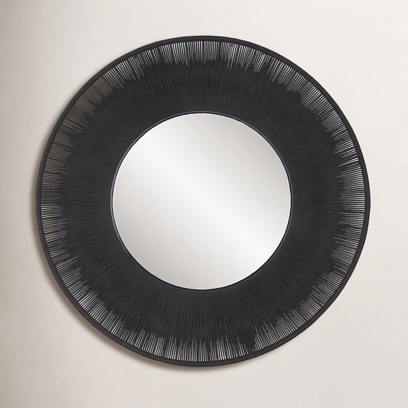Miroir rond Carlen, 51,25 po x 51,25 po, Noir