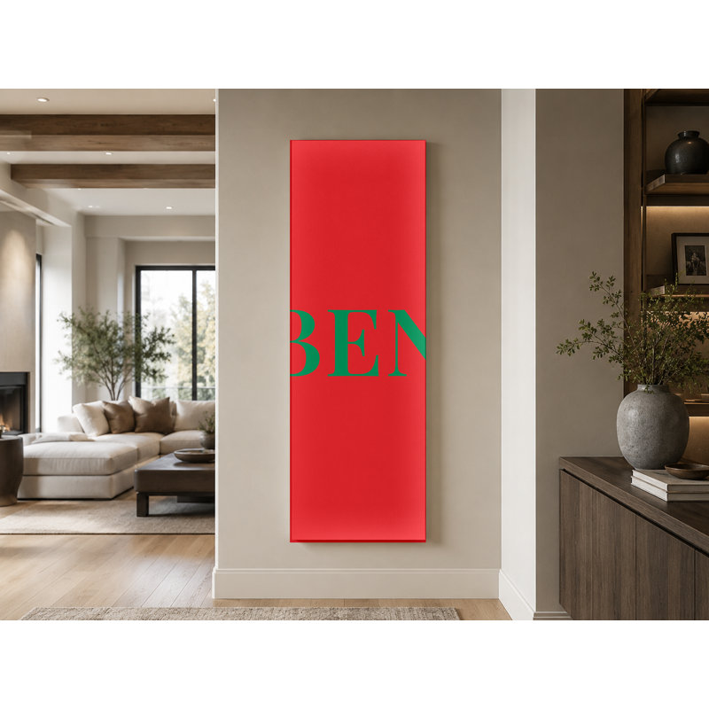 «Benin World Flag Luxury Diamond Monogram» - jaune rouge vert - art mural sur toile, H 30 po x l 10 po