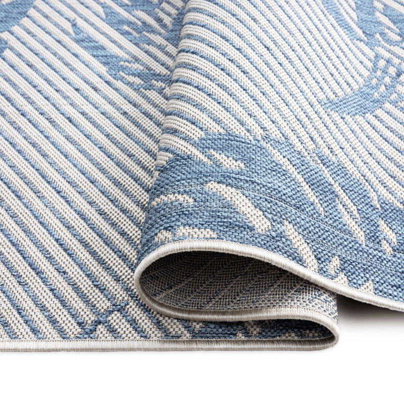 Tapis d'intérieur / extérieur Tommy Bahama Palm Coastal, argent / bleu, Rectangle 5 pi 3 po x 7 pi 3 po