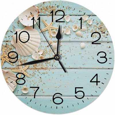 Numland-Silent Tick Round Wall Clock Battery Wall Clock Retro Home Decoration, Home Office School Wall Decoration