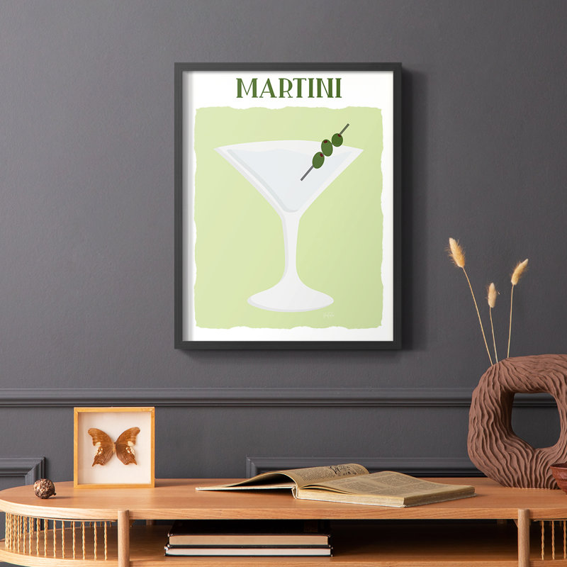 Reproduction encadrée Martini - bois massif, H 28 po x l 22 po, Noir