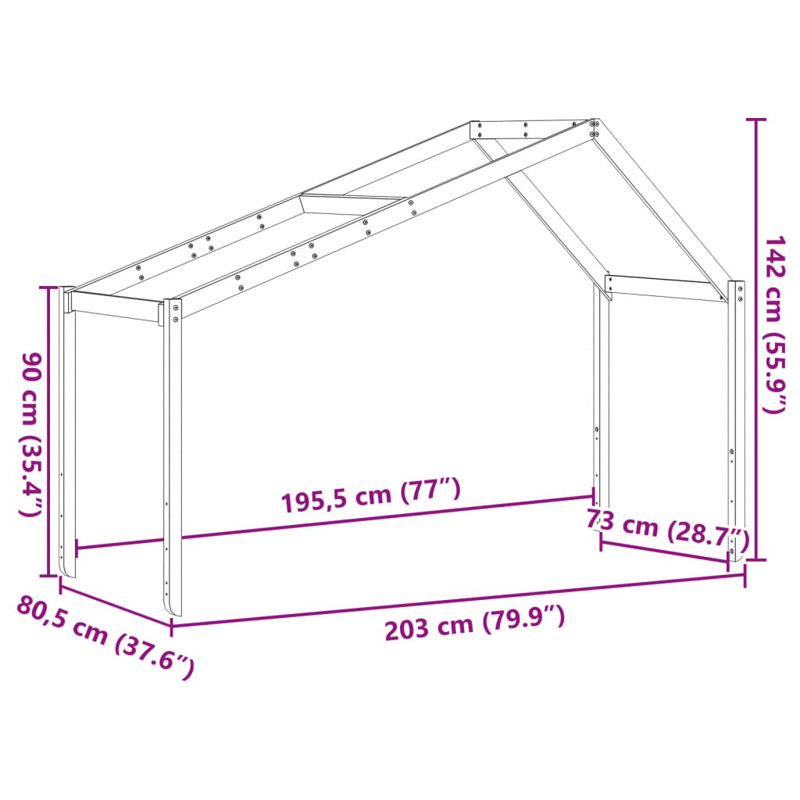 Pyron Bunk Bed Accessories, 142cm H x 203cm L x 80.5cm W, Wax Brown
