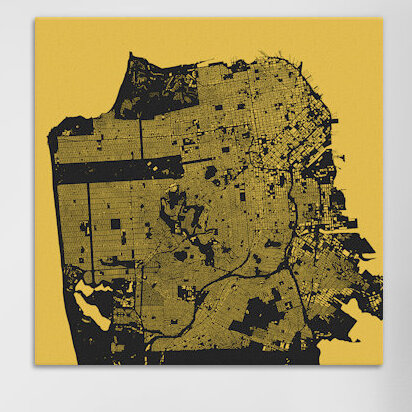 « san francisco », impression sur toile tendue, H 12 po x l 12 po x P 0,75 po, Toile tendue, Pas de tapis