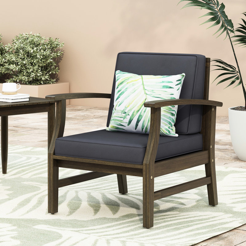 Fauteuil club moderne gris foncé - fabriqué en bois robuste pour la détente en plein air, Gris foncé, Gris anthracite