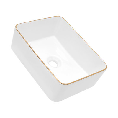 19X15 Inch White Ceramic Bathroom Vessel Sink - Modern, Stain-, For Multiple Locations In Home And Office Indoor/Outdoor