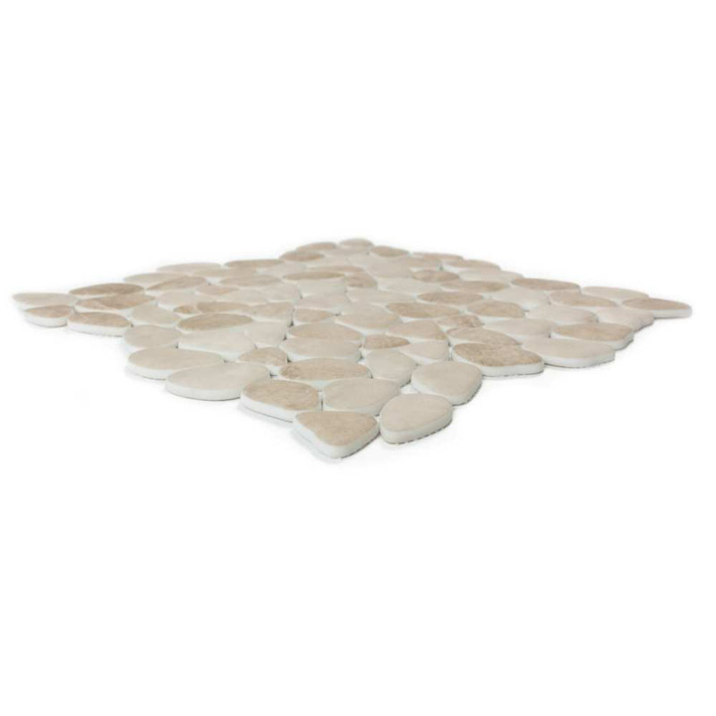 Huron Glass Pebbles Mosaic Tile, Sand Stone
