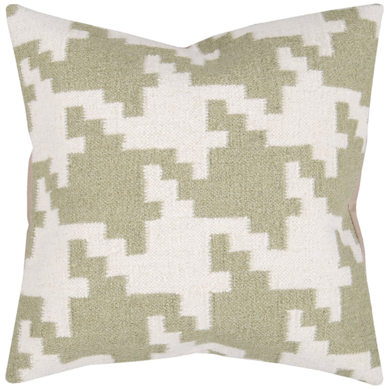 Fallon Wool Pillow Cover, Cream/Olive