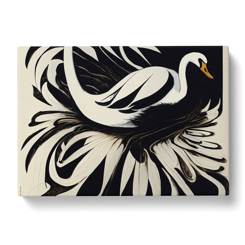Timeless Abstract Swan - Wrapped Canvas Painting, 40cm H x 60cm W x 3cm D