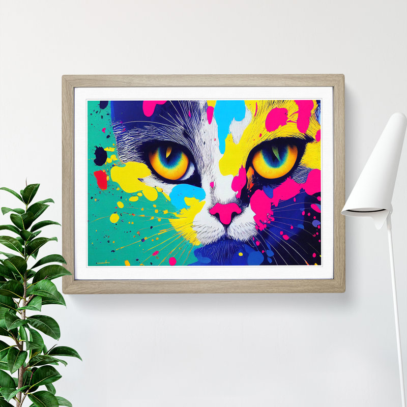 Cat Splashed Vol.3 Abstract - Framed Print, 46cm H x 64cm W x 2cm D, Oak