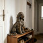 Statue réaliste de cocker spaniel assis pour la décoration extérieure de la maison