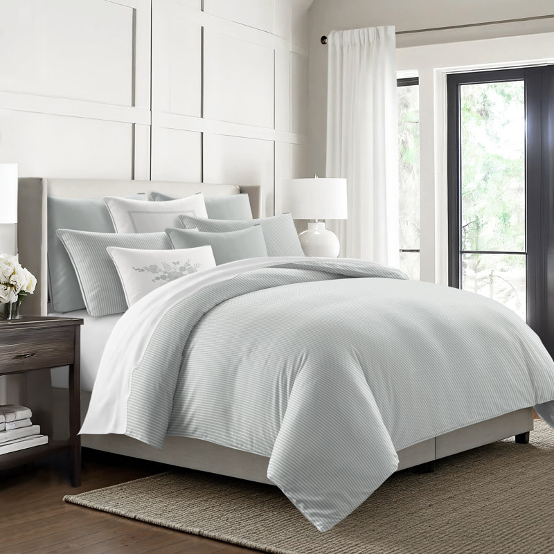 Ruben Stripe Cotton Reversible Coverlet Set, Cal.King Coverlet/Bedspread + 2 King Shams, Sage
