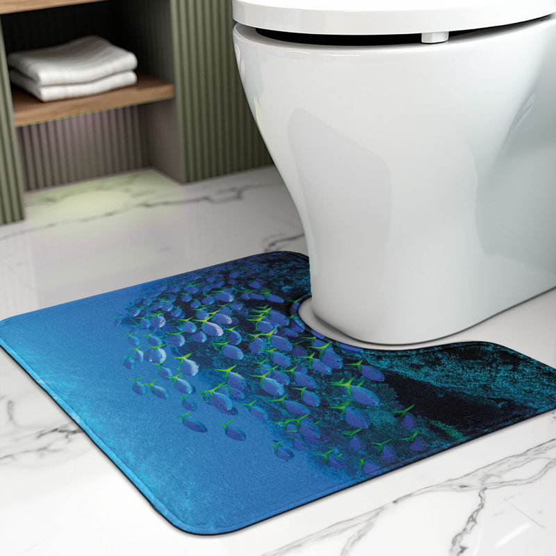Tapis de salle de bain en forme de U poisson 20 po multicolore