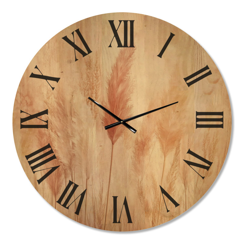 Grande horloge murale en bois Boho - Pampa couleur terre, Surdimensionné