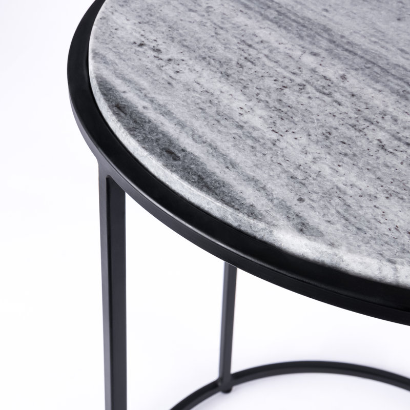 Table de bout Nikelle, Gris, noir, Noir