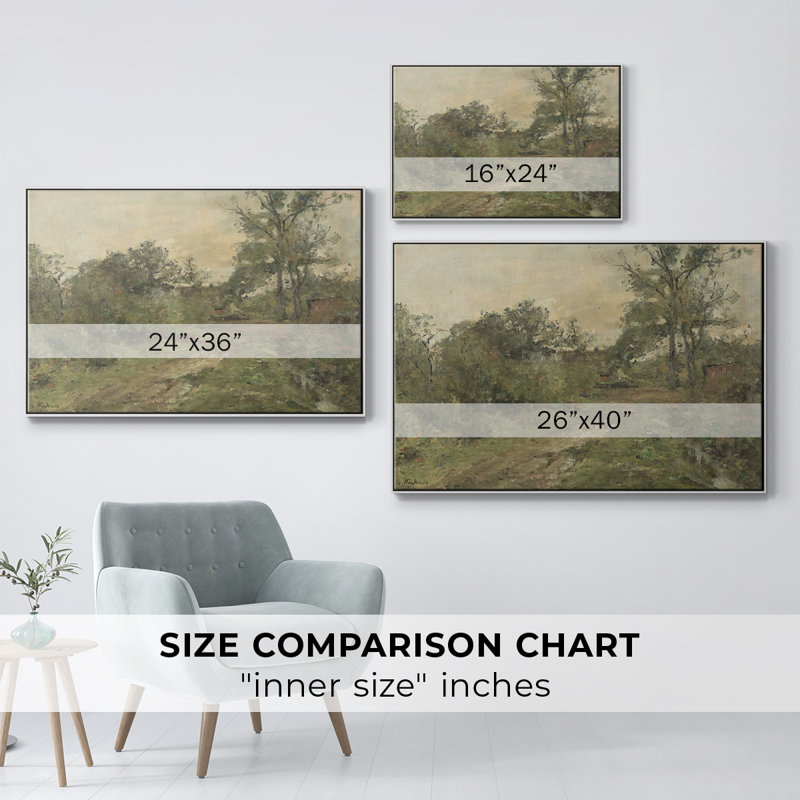Paysage rétro - CDLxxxi - impression, H 27 po x l 41 po x P 2 po, Cadre flottant blanc