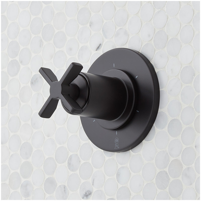 Vassor In-Wall Shower Diverter Trim and 1/2" Rough-In Valve - Brushed Gold, Matte Black
