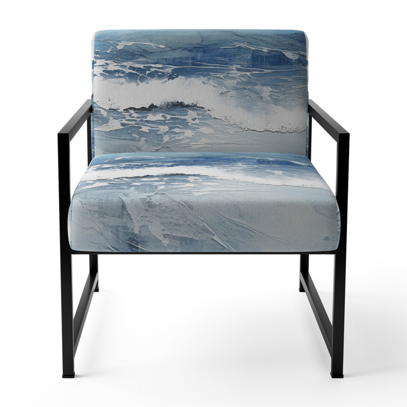 Chaise d'appoint rembourrée Soft Color Minimal Beach Wave, Noir