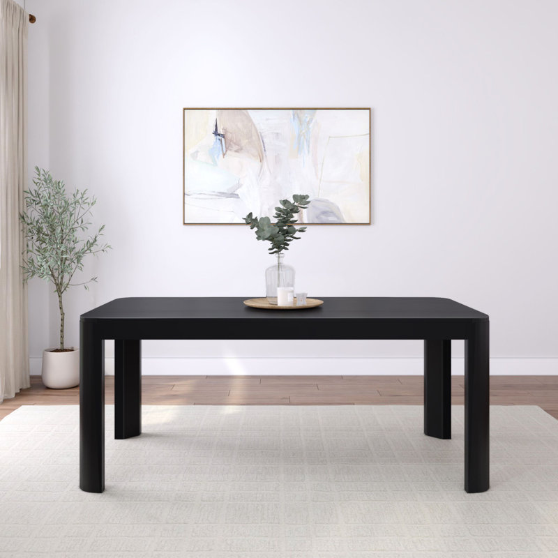Table de salle à manger en bois massif Bergeman, Noir, H 30 po x l 35,75 po x L 72 po