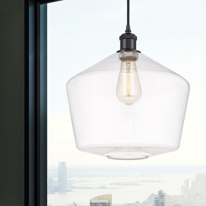 Luminaire suspendu simple à 1 lumière Gabbie, Noir mat