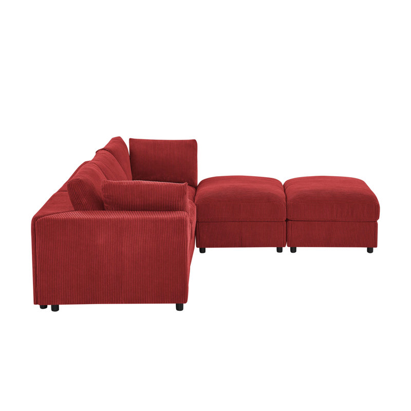 Canapé modulaire en velours côtelé Brookgates, Velours côtelé rouge