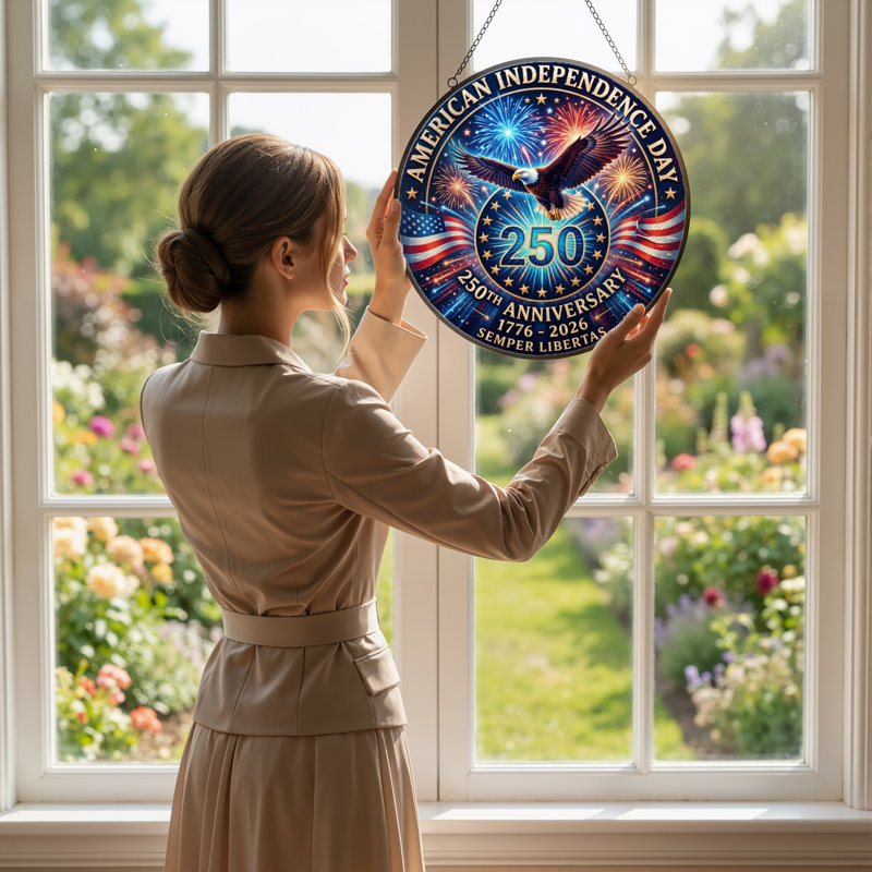 Panneau de fenêtre en verre pour décoration intérieure American Eagle USA 250th Anniversary - H 12 po, H 12 po