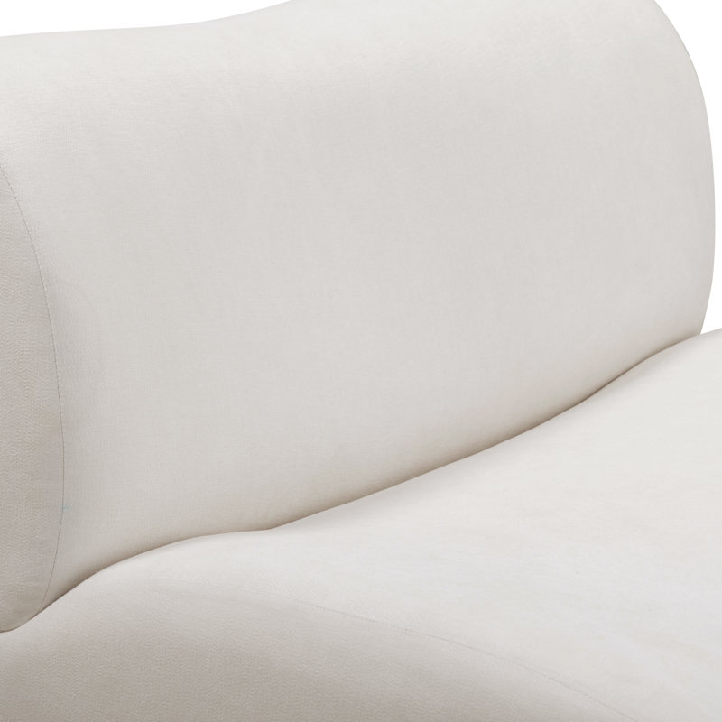 Chaise sans accoudoirs en tissu recyclé crème Chue, Mélange de polyester crème