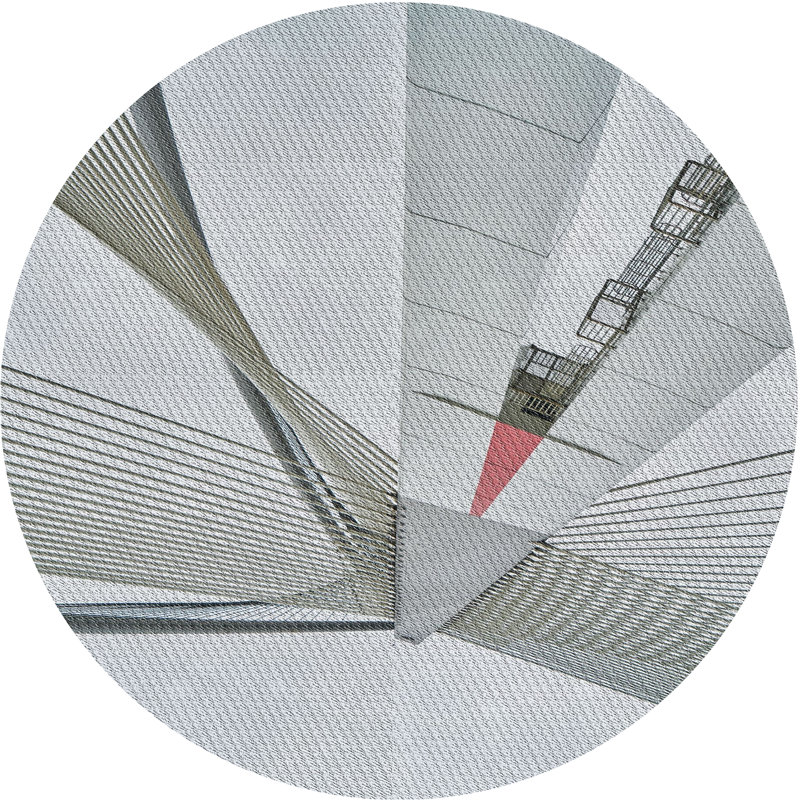 Tapis zone grise à motifs, Rond 4 pi