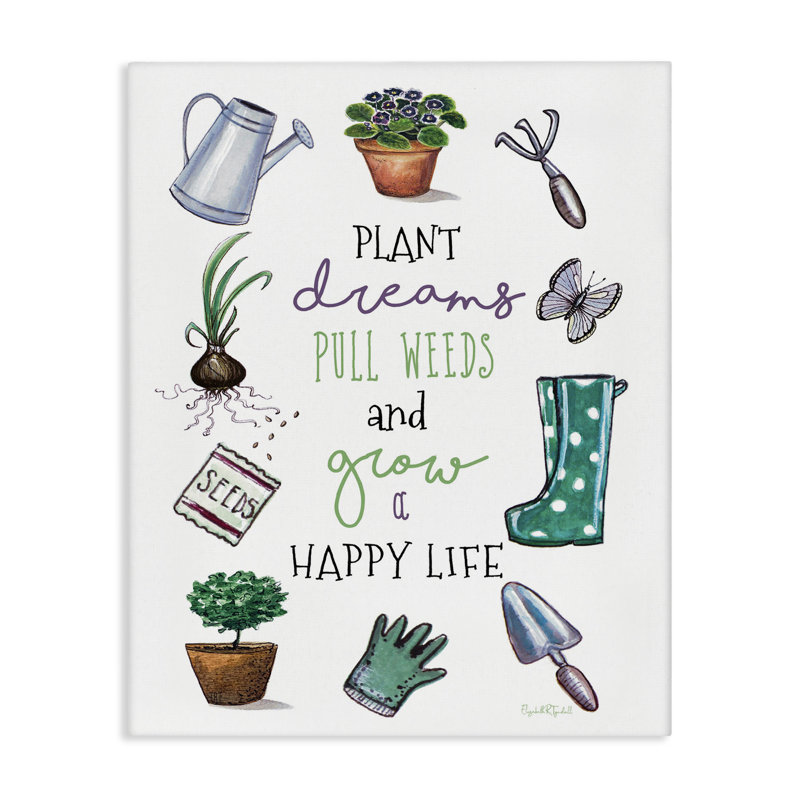 «Grow a Happy Life», art mural sur toile par Elizabeth Tyndal, H 20 po x l 16 po