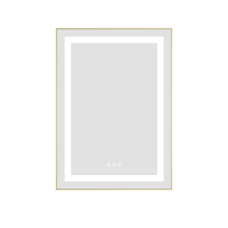 LED Bathroom Mirror with Front-lit, 3 Colors Temperature & Dimmable Light, Gold, 20" x 30"