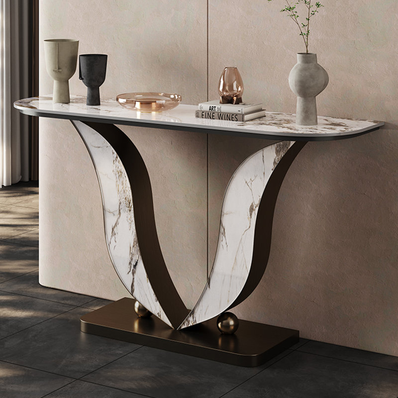 Console en acier inoxydable de style français, H 33,4 po x l 59 po x P 13,7 po