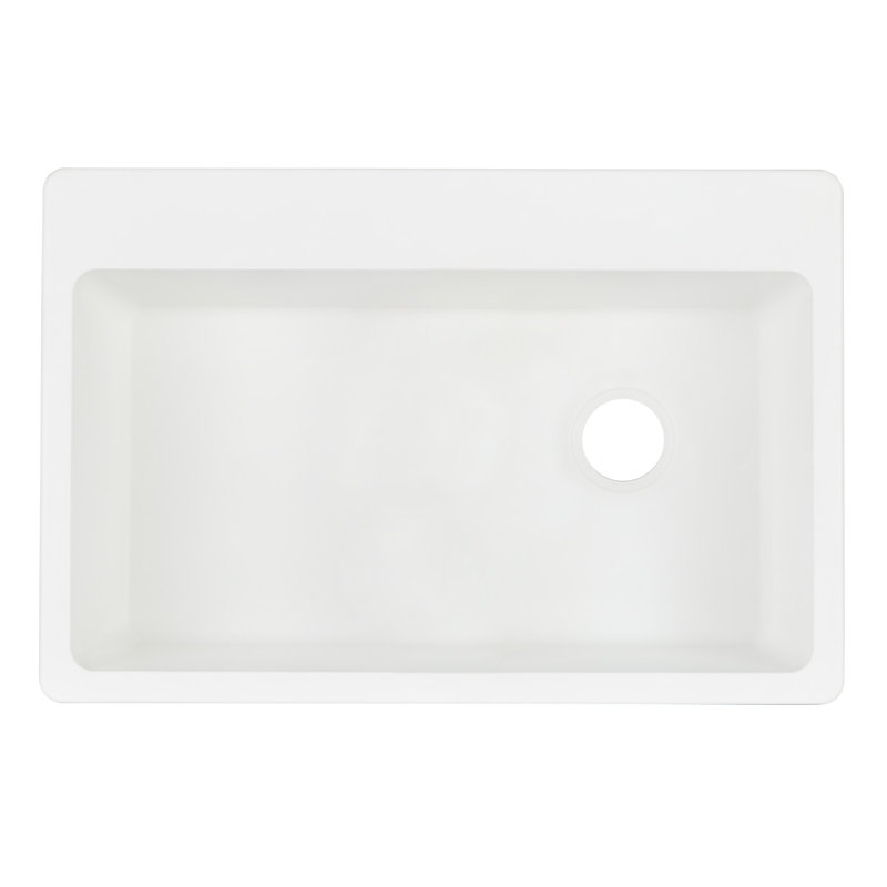 Totten 33" Single Bowl Granite Undermount Kitchen Sink, Blanc