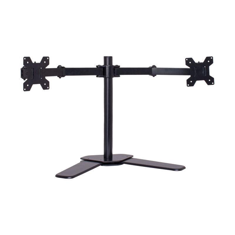 Kratos - Dual Monitor Stand for LED LCD 10 to 27 inch Vesa 75/100 mm with Steel Desk Base Black