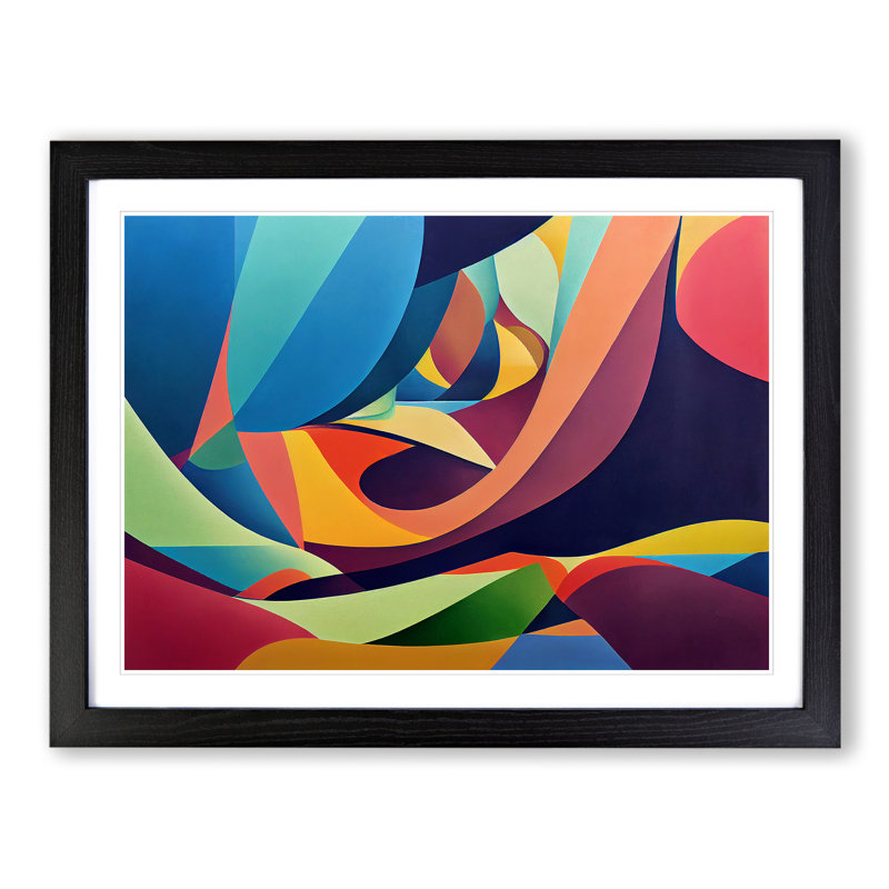 Blooming Modern Abstract Art 1 Piece Single Picture Frame Wall Art, 46cm H x 64cm W x 2cm D, Black