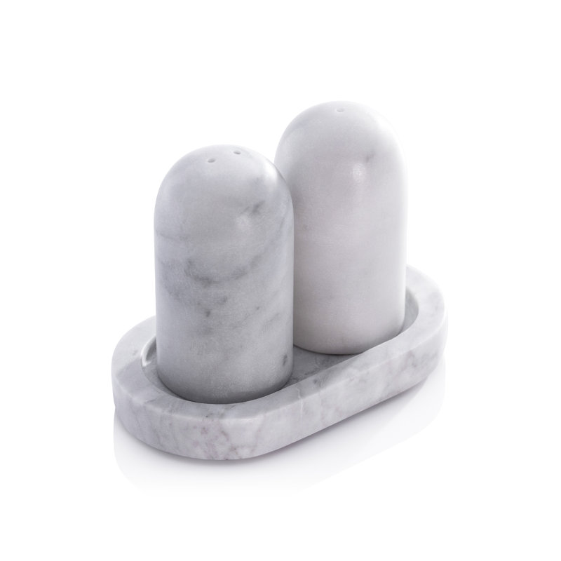 Salière et poivrière Marmora Marble sur plateau