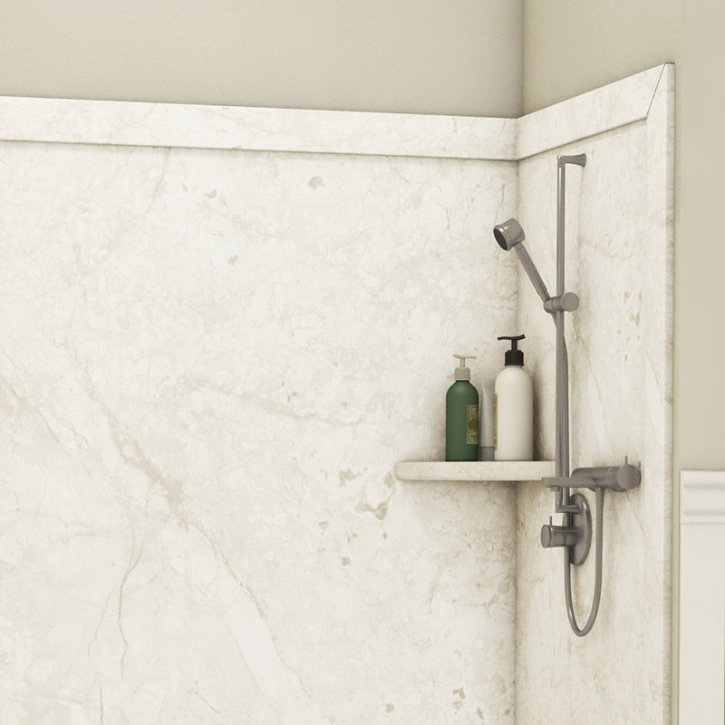 FlexStone 15" Corner Shelf Niche in Botticino Cream, Botticino Cream