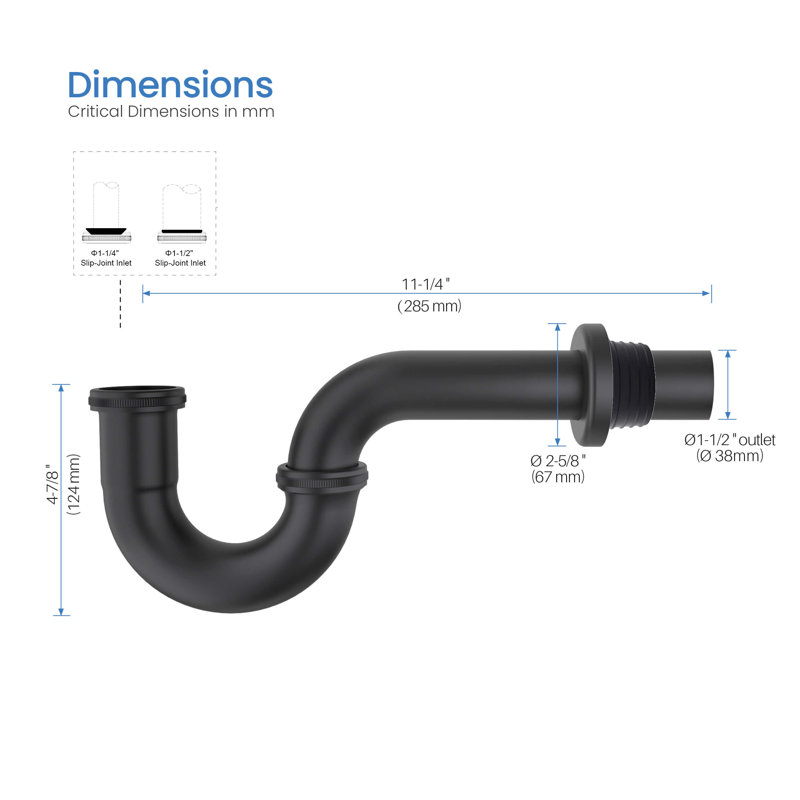 Kibi Decorative P-trap, Matte Black