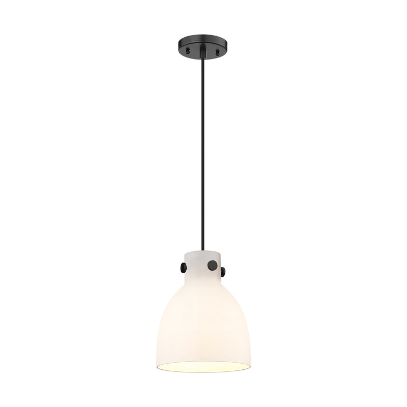 Luminaire suspendu à cordon 1 lumière 8 "Newton Bell, Blanc mat, Noir mat