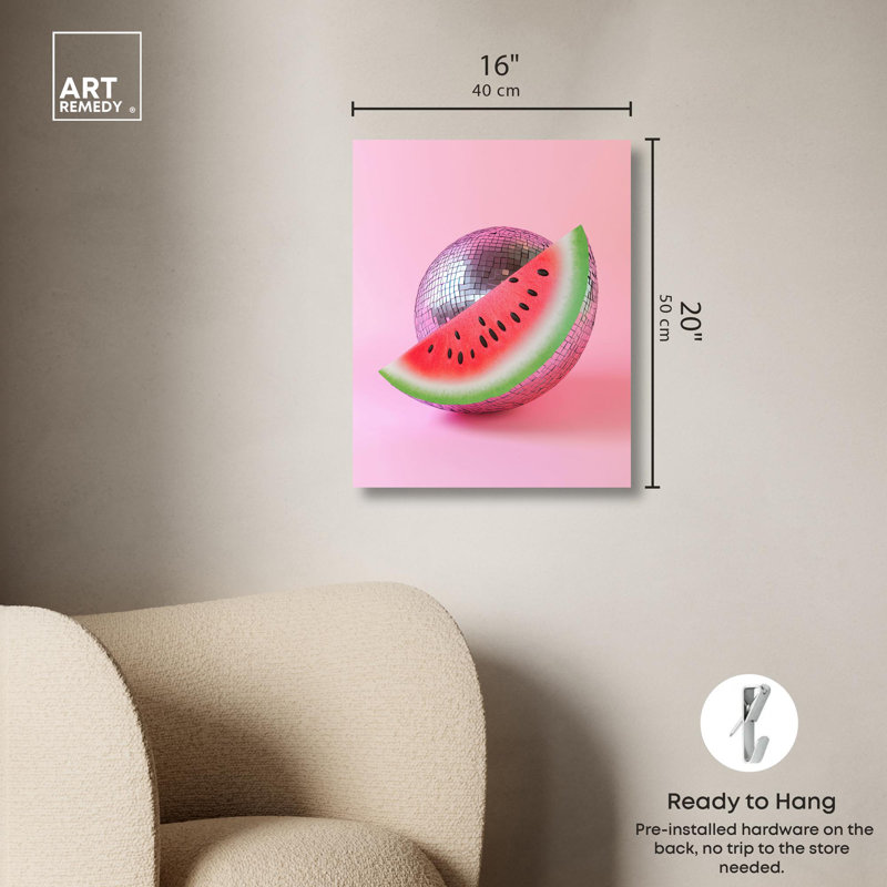 «Disco Melon Canvas Trendy Art Prints» par Art Remedy, H 20 po x l 16 po x P 1,5 po, Toile tendue