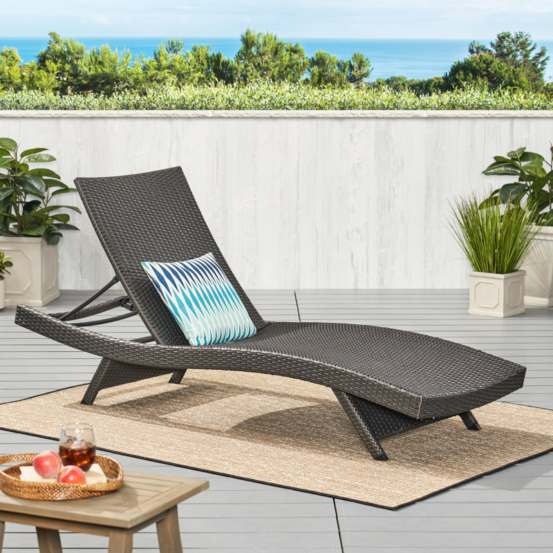 Chaise longue Pe - gris, 79,69 po Profondeur, siège spacieux avec structure en fer imperméable, housse à 100%, sans assemblage