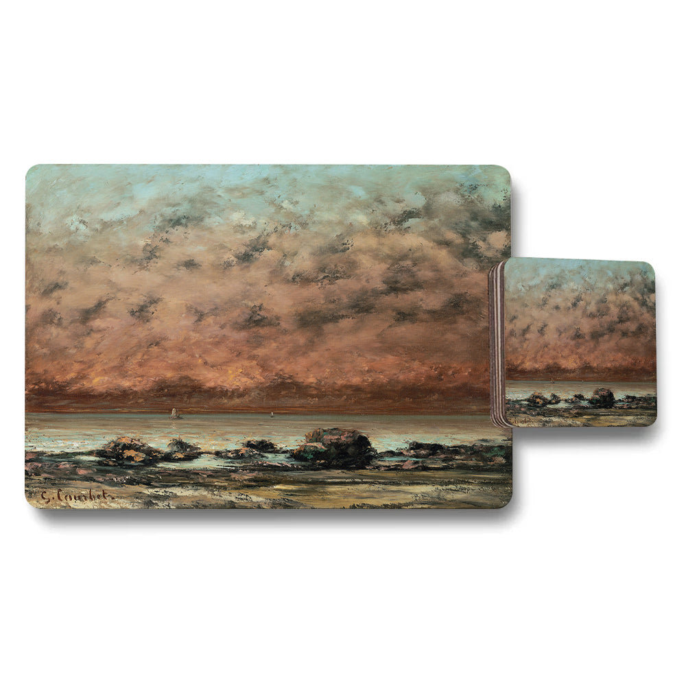 Sunset Seascape Placemat And Coaster Set For Dining Tables